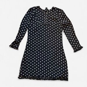 J.Crew stars long sleeve dress shirt black white ruffle bib yoke preppy XS S 2
